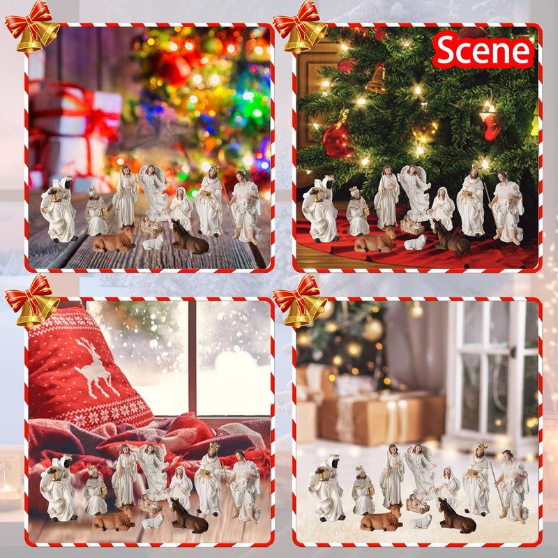 Ovewios Christmas Nativity Set Figurine,Hand Resin Craft Statue Nativity Scene Indoor,Baby Jesus Holy Family Firguines Statue, Nativity Sets for Christmas Indoor, 11 Pcs - Image 4
